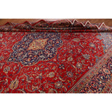 Red Floral Sarouk Persian Vintage Area Rug Handmade Wool Carpet - 9'7" x 13'0"