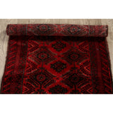 Red Geometric Balouch Oriental Narrow Runner Rug Hand-Knotted Carpet - 2'0" x 6'0"