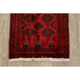 Red Geometric Balouch Oriental Narrow Runner Rug Hand-Knotted Carpet - 2'0" x 6'0"