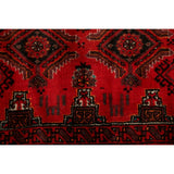 Red Geometric Balouch Oriental Narrow Runner Rug Hand-Knotted Carpet - 2'0" x 6'0"