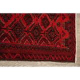 Red Geometric Balouch Oriental Narrow Runner Rug Hand-Knotted Carpet - 2'0" x 6'0"