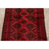 Red Geometric Balouch Oriental Narrow Runner Rug Hand-Knotted Carpet - 2'0" x 6'0"