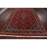 Red Geometric Kashan Oriental Area Rug Wool Hand-knotted Carpet - 6'7" x 9'7"