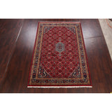 Red Geometric Kashan Oriental Area Rug Wool Hand-knotted Carpet - 6'7" x 9'7"