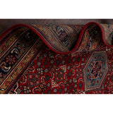 Red Geometric Kashan Oriental Area Rug Wool Hand-knotted Carpet - 6'7" x 9'7"