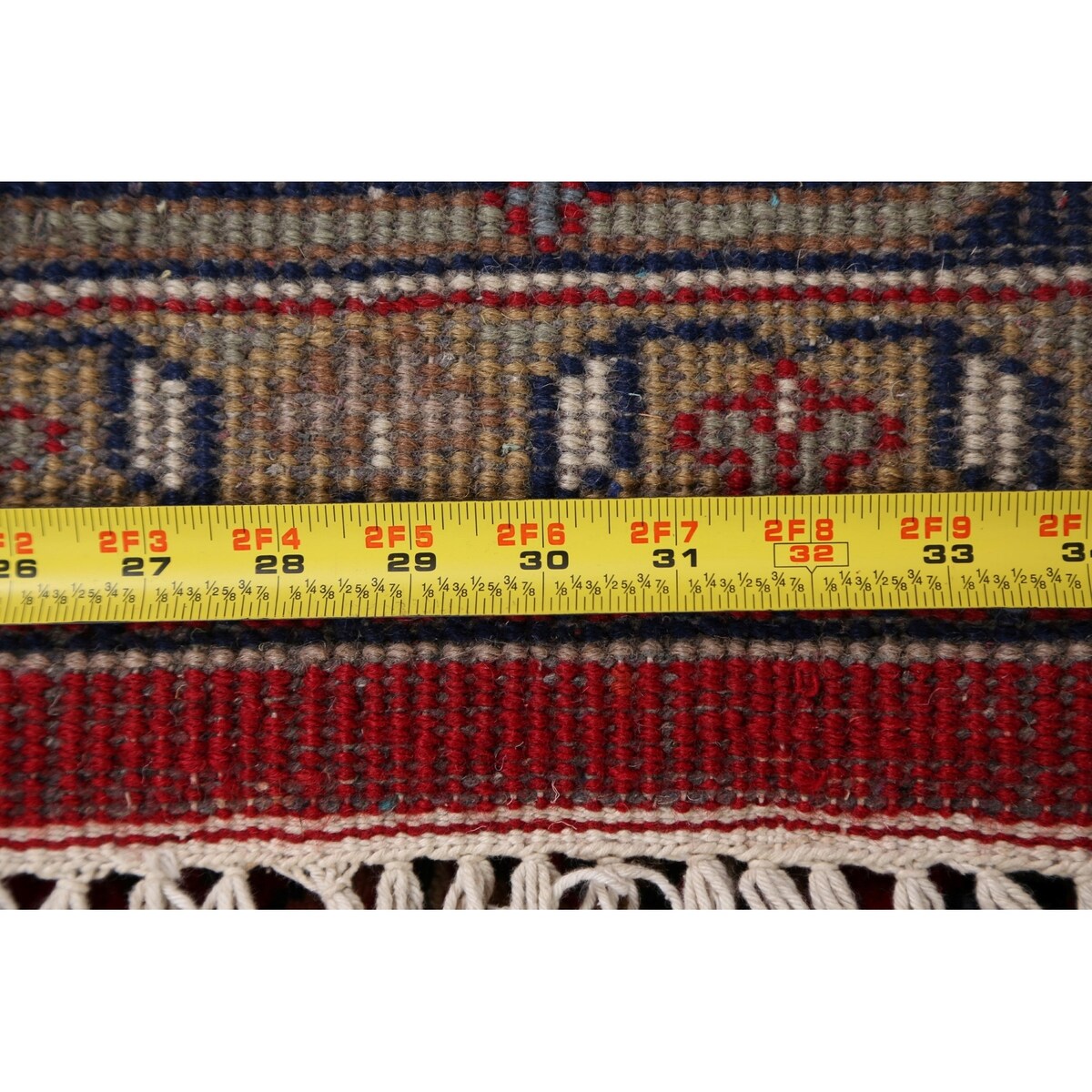 Red Geometric Kashan Oriental Area Rug Wool Hand-knotted Carpet - 6'7" x 9'7"
