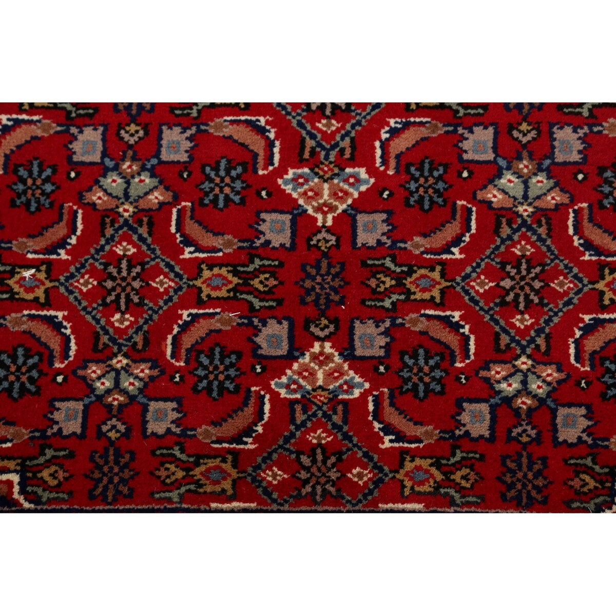 Red Geometric Kashan Oriental Area Rug Wool Hand-knotted Carpet - 6'7" x 9'7"