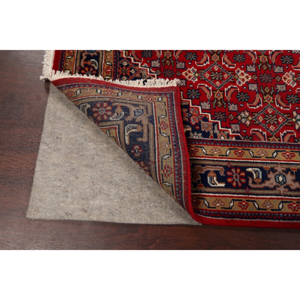 Red Geometric Kashan Oriental Area Rug Wool Hand-knotted Carpet - 6'7" x 9'7"