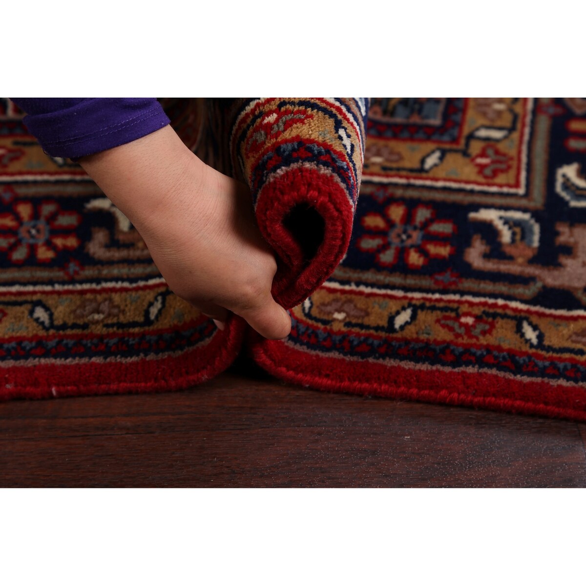 Red Geometric Kashan Oriental Area Rug Wool Hand-knotted Carpet - 6'7" x 9'7"