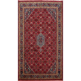 Red Geometric Kashan Oriental Area Rug Wool Hand-knotted Carpet - 6'7" x 9'7"