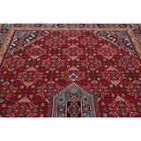 Red Geometric Kashan Oriental Area Rug Wool Hand-knotted Carpet - 6'7" x 9'7"
