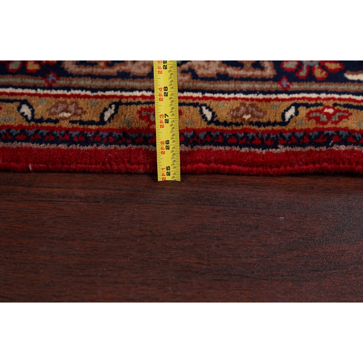 Red Geometric Kashan Oriental Area Rug Wool Hand-knotted Carpet - 6'7" x 9'7"