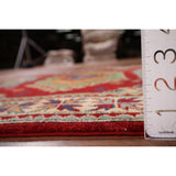 Red Geometric Kazak Foyer Rug Handmade Traditional Wool Carpet - 3'4" x 4'10"
