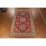 Red Geometric Kazak Oriental Large Rug Hand-Knotted Wool Carpet - 9'9" x 15'10"