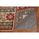 Red Geometric Kazak Oriental Large Rug Hand-Knotted Wool Carpet - 9'9" x 15'10"