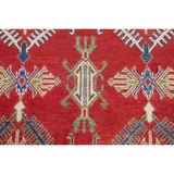 Red Geometric Super Kazak Oriental Area Rug Wool Handmade - 8'2" x 11'3"
