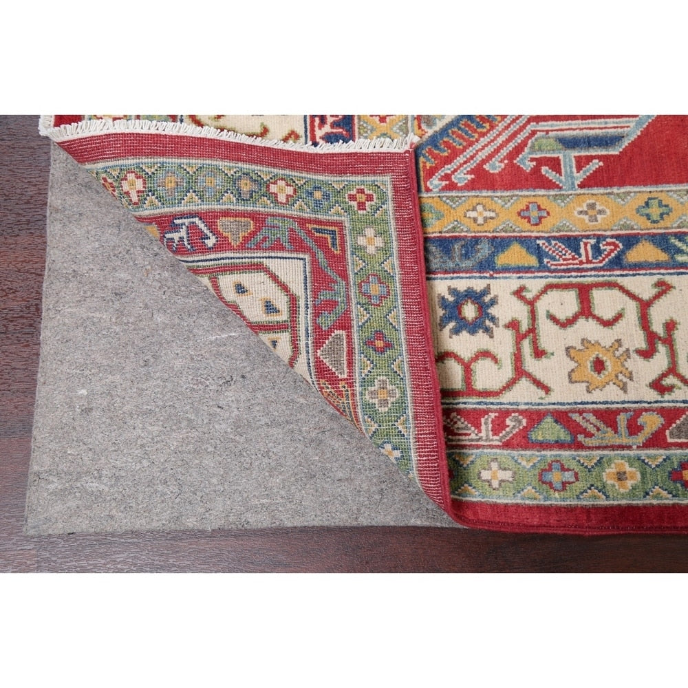 Red Geometric Super Kazak Oriental Area Rug Wool Handmade - 8'2" x 11'3"