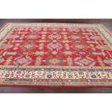 Red Geometric Super Kazak Oriental Area Rug Wool Handmade - 8'2" x 11'3"