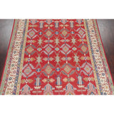Red Geometric Super Kazak Oriental Area Rug Wool Handmade - 8'2" x 11'3"