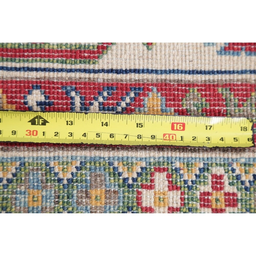 Red Geometric Super Kazak Oriental Area Rug Wool Handmade - 8'2" x 11'3"