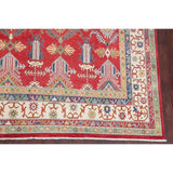 Red Geometric Super Kazak Oriental Area Rug Wool Handmade - 8'2" x 11'3"