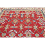 Red Geometric Super Kazak Oriental Area Rug Wool Handmade - 8'2" x 11'3"