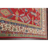 Red Geometric Super Kazak Oriental Area Rug Wool Handmade - 8'2" x 11'3"