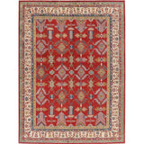 Red Geometric Super Kazak Oriental Area Rug Wool Handmade - 8'2" x 11'3"