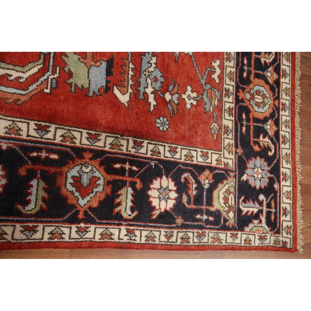 Red Heriz Serapi Oriental Area Rug Handmade Wool Carpet - 7'9" x 9'10"