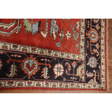 Red Heriz Serapi Oriental Area Rug Handmade Wool Carpet - 7'9" x 9'10"