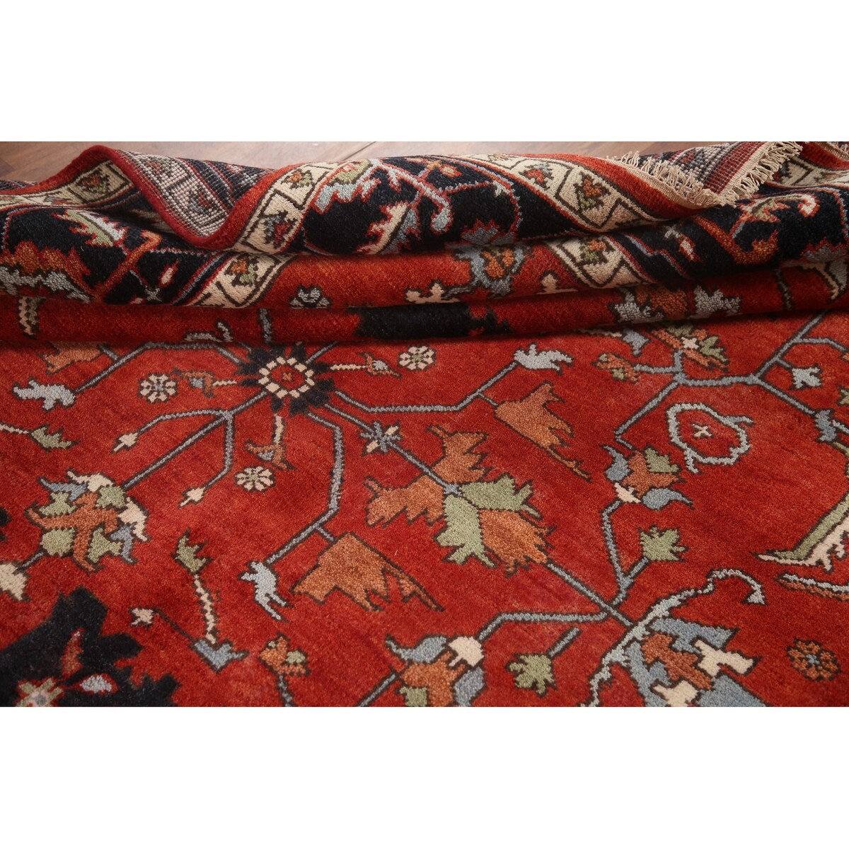 Red Heriz Serapi Oriental Area Rug Handmade Wool Carpet - 7'9" x 9'10"