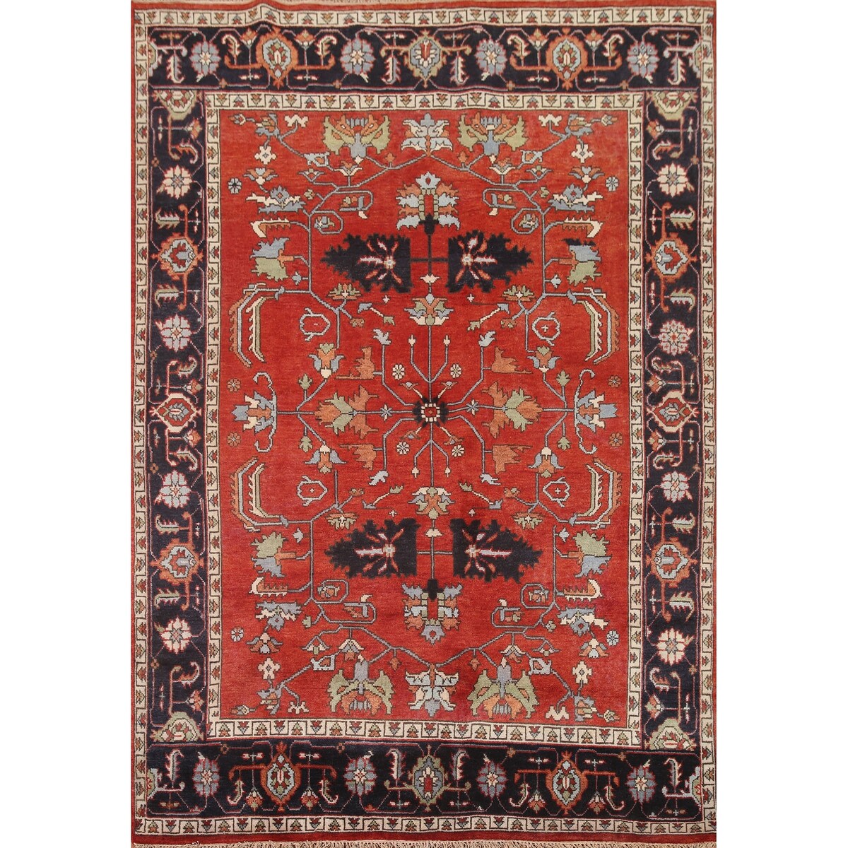 Red Heriz Serapi Oriental Area Rug Handmade Wool Carpet - 7'9" x 9'10