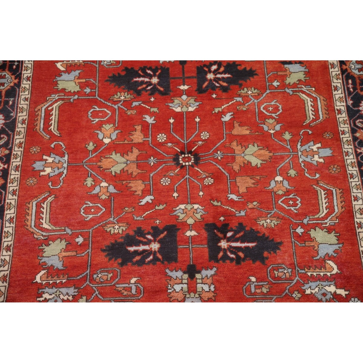Red Heriz Serapi Oriental Area Rug Handmade Wool Carpet - 7'9" x 9'10"