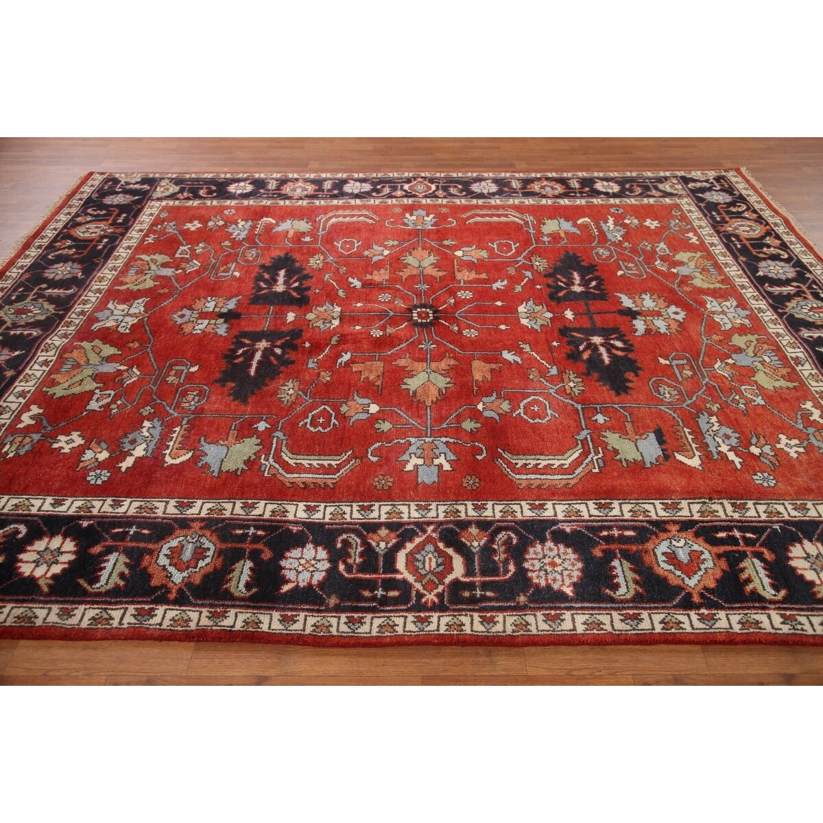 Red Heriz Serapi Oriental Area Rug Handmade Wool Carpet - 7'9" x 9'10"