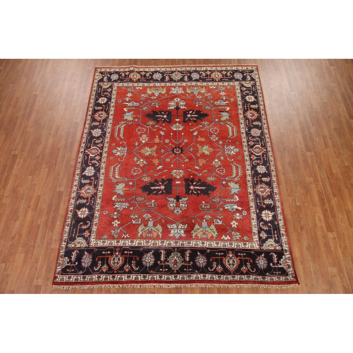 Red Heriz Serapi Oriental Area Rug Handmade Wool Carpet - 7'9" x 9'10"