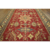 Red/Ivory Geometric Super Kazak Hand-knotted Wool and Wool Area Rug (8' x 10')