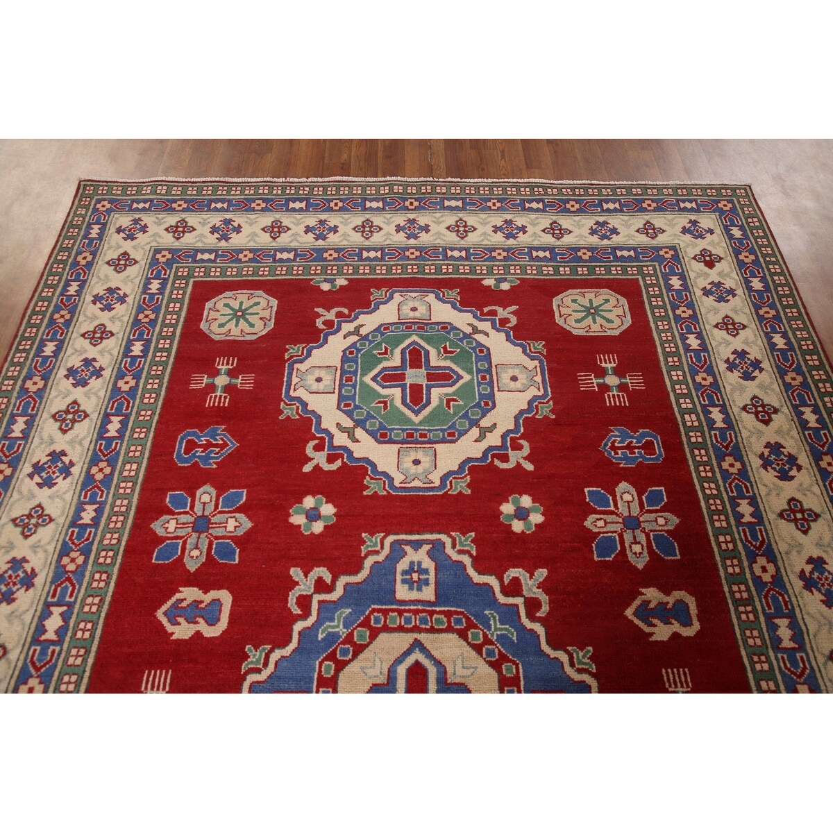 Red Kazak Area Rug Handmade Bedroom Wool Carpet - 6'7" x 10'4"