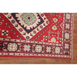 Red Kazak Oriental Accent Rug Handmade Geometric Wool Carpet - 3'1" x 5'0"