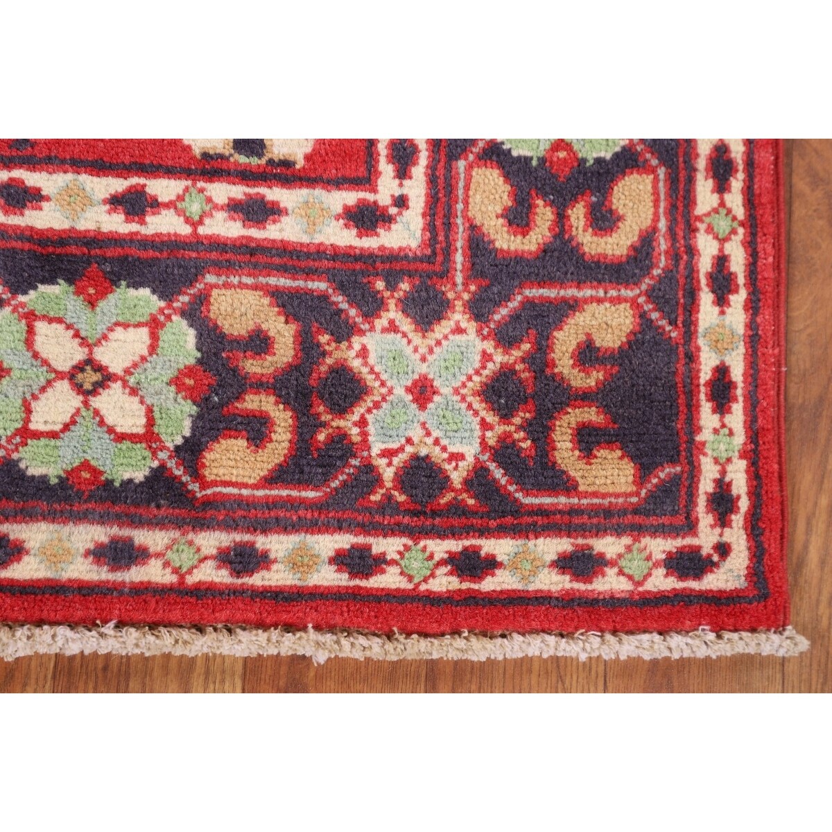 Red Kazak Oriental Accent Rug Handmade Geometric Wool Carpet - 3'1" x 5'0"