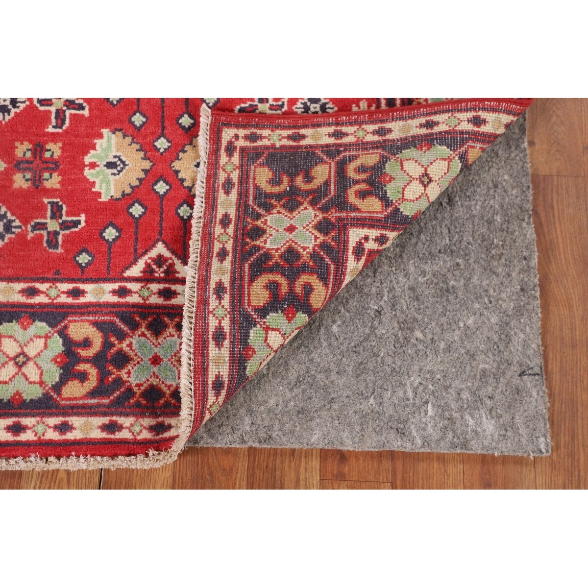 Red Kazak Oriental Accent Rug Handmade Geometric Wool Carpet - 3'1" x 5'0"