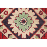 Red Kazak Oriental Accent Rug Handmade Geometric Wool Carpet - 3'1" x 5'0"