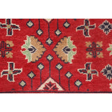 Red Kazak Oriental Accent Rug Handmade Geometric Wool Carpet - 3'1" x 5'0"
