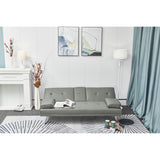 Double Size Grey Leather Multifunctional Folding Sofa Bed
