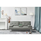 Double Size Grey Leather Multifunctional Folding Sofa Bed