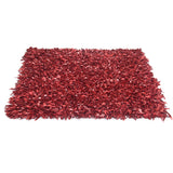 Red Leather Shaggy Rug (2' x 7'6) - 2' x 7'6 - 2' x 7'6