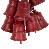 Red Metal Distressed Cluster Decorative Bells with Jute Hanging Rope