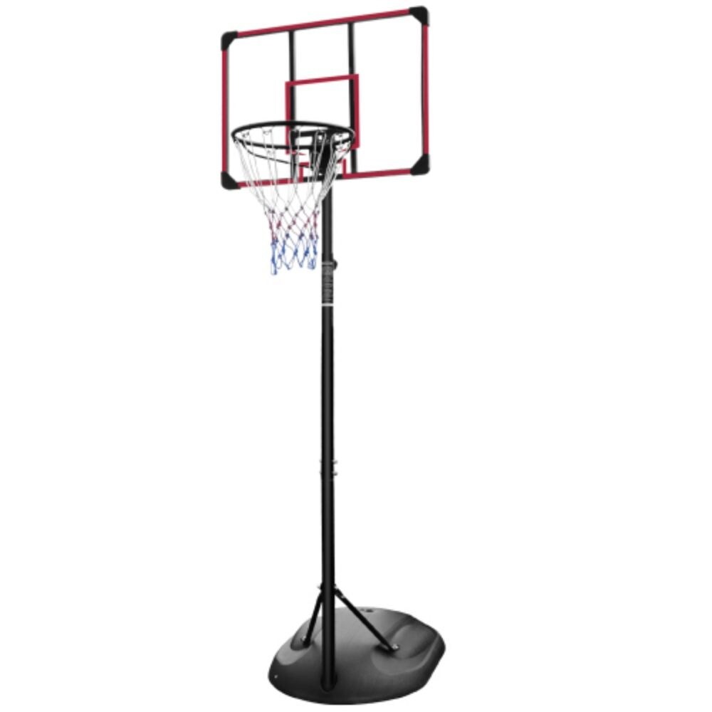 Red Portable Basketball Hoop, Adjustable 7.5ft to 9.2ft with 32 Inch Backboard for Indoor/Outdoor