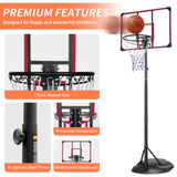 Red Portable Basketball Hoop, Adjustable 7.5ft to 9.2ft with 32 Inch Backboard for Indoor/Outdoor