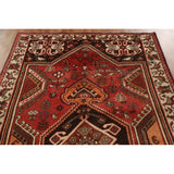 Red Shiraz Persian Vintage Area Rug Hand-Knotted Wool Carpet - 5'1"x 8'5"