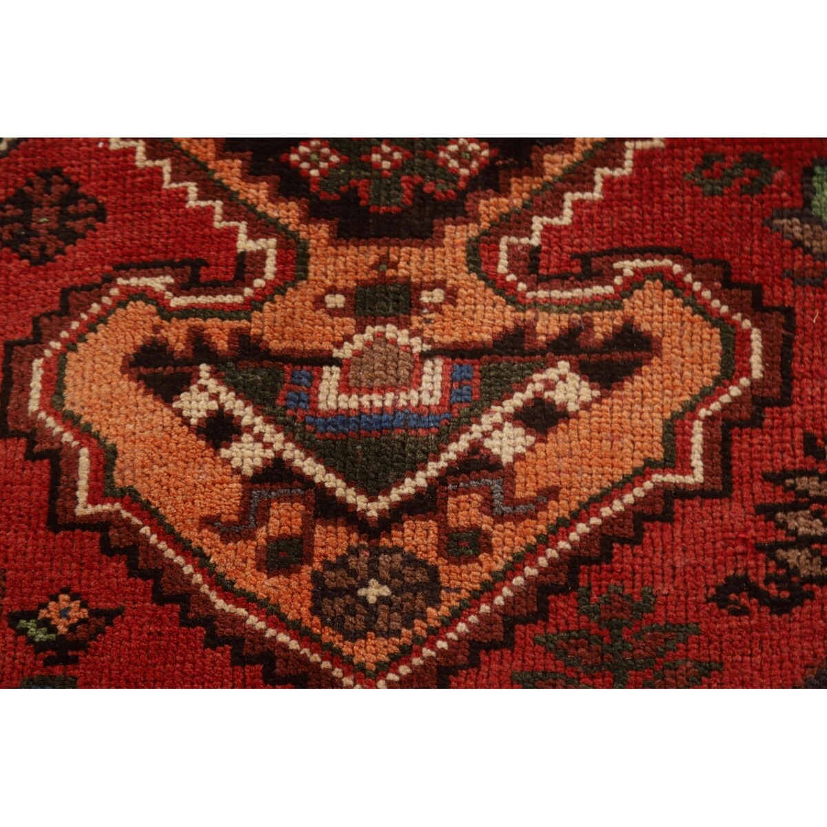 Red Shiraz Persian Vintage Area Rug Hand-Knotted Wool Carpet - 5'1"x 8'5"